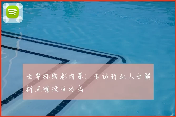 世界杯购彩内幕:专访行业人士解析正确投注方式